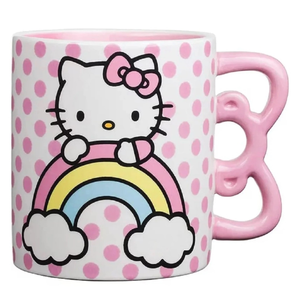 SANRIO Hello Kitty Sculpted Bow & Rainbow Ceramic Mug 20oz